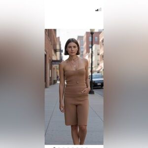 Free People Free-est Farrah Sweater Short Set Bronze Sugar NWT